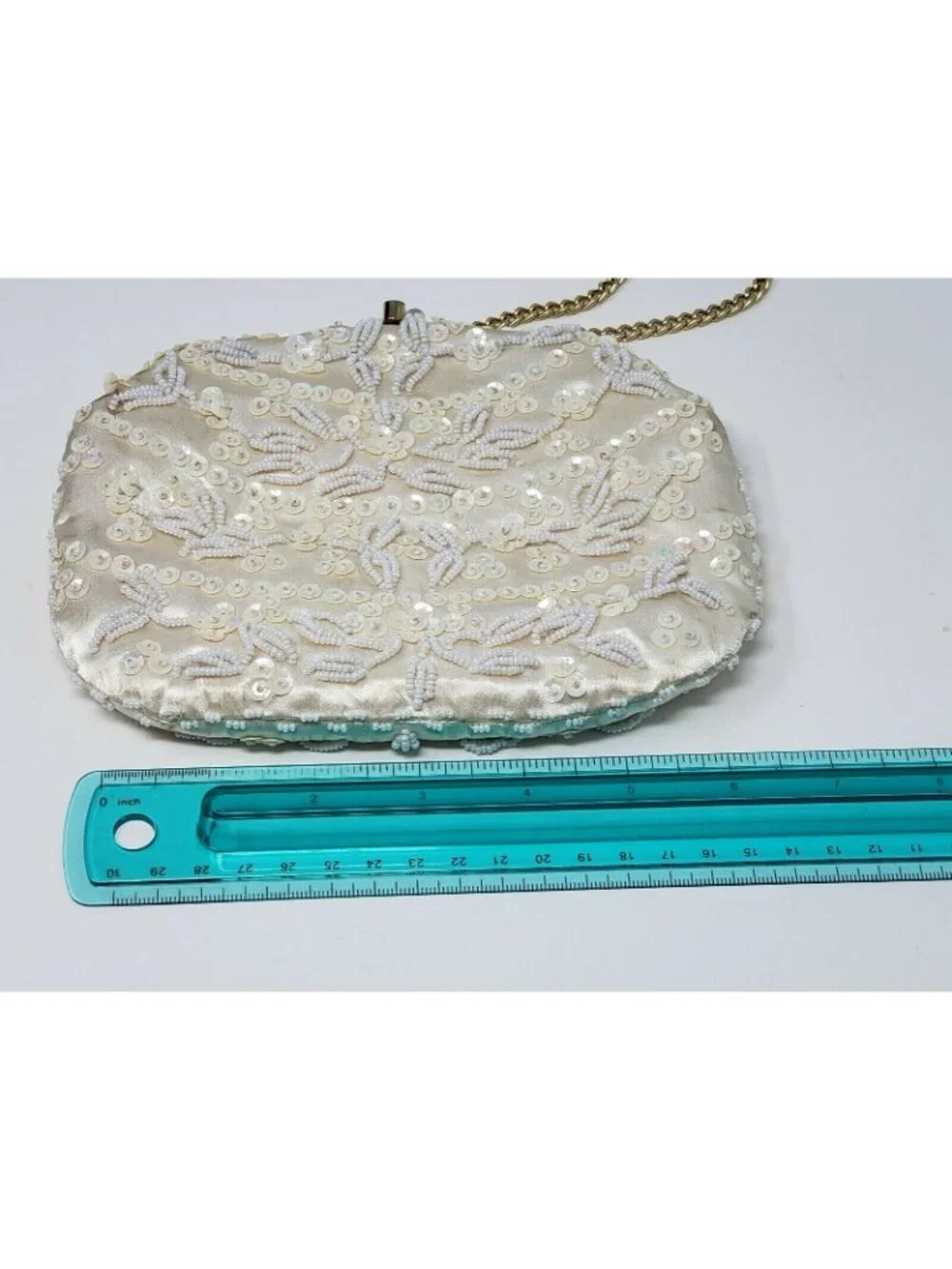 Vintage Richere Hand Bag By Walborg Beaded Clutch Purse Ivory Color